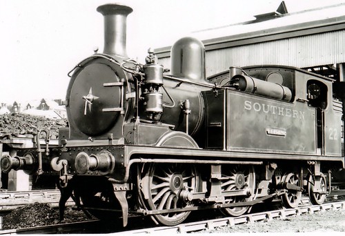 Southern Railways – ‘O2 Class’ 0-4-4T ‘W22 Brading’ on shed Ryde St John’s Road c1935.