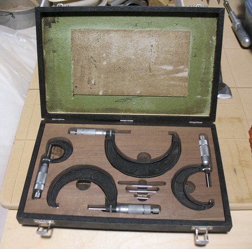 set of micrometers in fitted case