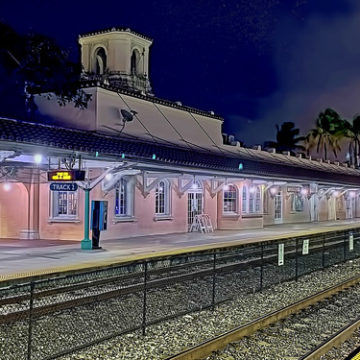 Seaboard Airline Railway Station, 201 South Tamarind Avenue, West Palm Beach, Florida, USA / Built: 1925 / Rebuilt: 1991 /  Architect: L. Phillips Clarke / Floors: 2 / Added to NRHP: June 19, 1973 / Architectural Style: Mission/Spanish Revival