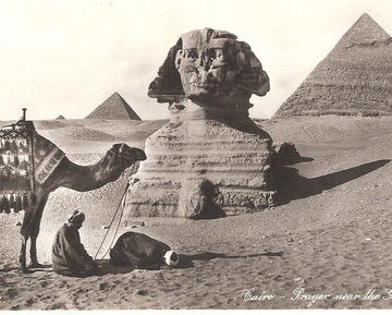 Cairo - The Great Sphinx. And the Great Pyramid of Giza.