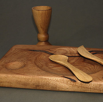 Beech Trencher, Goblet & Butter Knife with Elm Spoon (2007-2008)