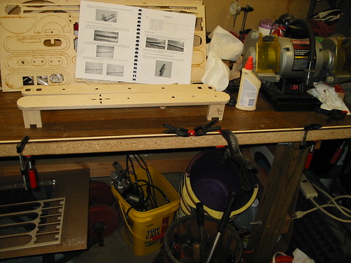 Pendulum rod, clamped to the workbench