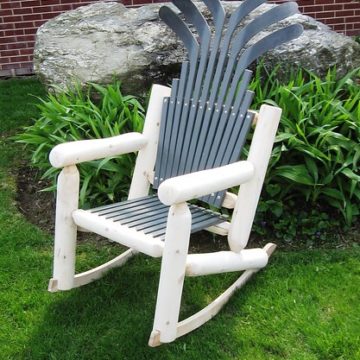 Hockey Stick Log Rocker with Hockey Seat