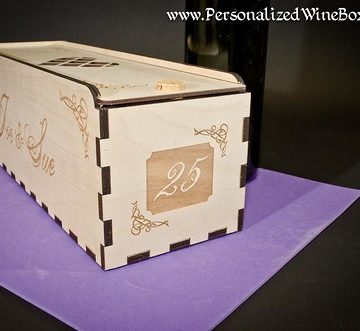 Wood Wine Box; Anniversary Gift