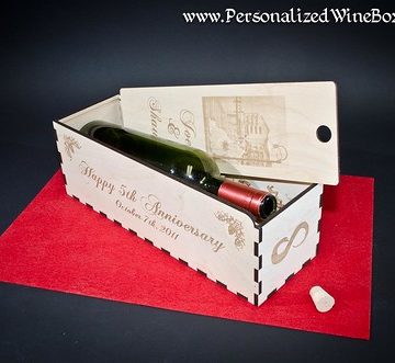 Wood Wine Box, 5th Anniversary