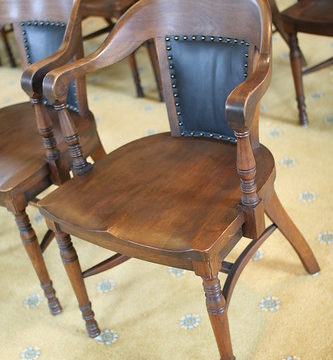 Old Capitol Building in Iowa City at the University of Iowa – wooden chairs in the old Senate Chamber no. 2335