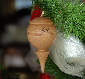 Hanging ornaments on the tree....