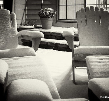 Wooden Chairs in Snow