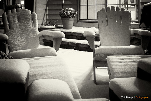 Wooden Chairs in Snow