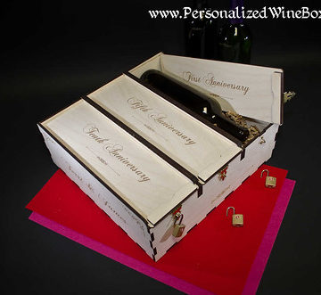 One-of-a-kind Wood Wine Gift Boxes - Laser Engraved (burned)