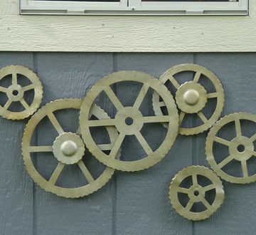 Gears on Our Steampunk Garden Shed