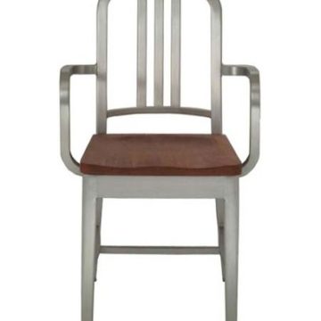 Navy Chair With Wood Seat-z