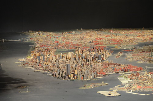 Queens Museum of Art | The Panorama of the City of New York | long, tight view up Manhattan, including the twin towers of the World Trade Center, the Empire State Building, the Brooklyn, Manhattan, & George Washington Bridges; Statue of Liberty