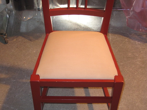 12 Red Wooden Dining Room Chairs - 10 ea