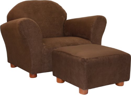 Fantasy Furniture Roundy Chair with Microsuede Ottoman, Brown