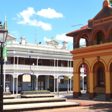 Armidale Post Office built 1880 and the Imperial Hotel built 1890.