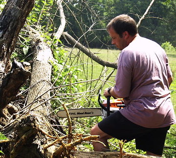 Troy Sawing Osage Orange