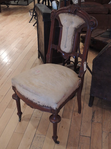 Victorian Wooden Canvas One of a Kind Chair 1890 18