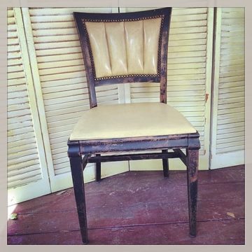 Rustic Dining Chair   #chippywood #chippy #wooden #shabbychic #salvagefurniture #vintage #golden #vinyl #nailhead #seating #decor #rustic #weddings #weddingday #bridal #rusticwedding #barnweddings #warehouseweddings #funkyfurniture #eventstyling #borrowed