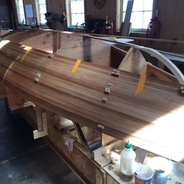 IMG_5236 - Port Hadlock WA - Northwest School of Wooden Boatbuilding - Contemporary - Grandy Skiff - strip-planking the boat