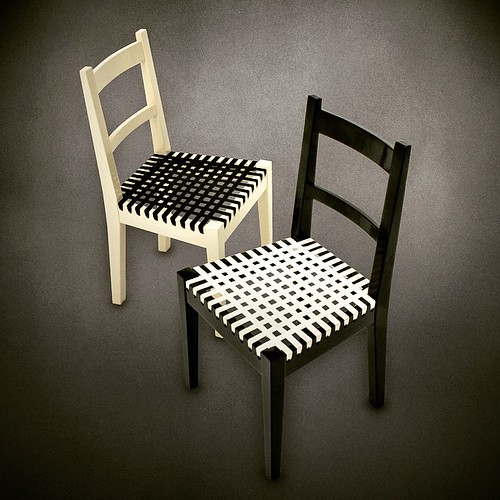 Black and white Riempie chairs  The chairs have the Riempie traditional seating, yet are a modern concept. A set of timeless traditional contemporary furniture. These tables are taken from the traditional carved Zulu wooden seat. We have kept them simple