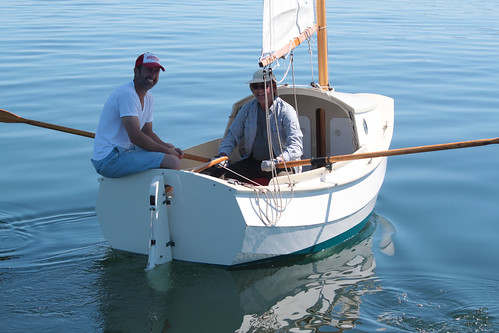 IMG_0585F1 - Marrowstone Island, off Kinney Point, in Oak Bay - aboard MV BLUE STAR - 2015 Palooza Croosa - Josh Colvin (L) in SCAMP Number 1 - resting oars