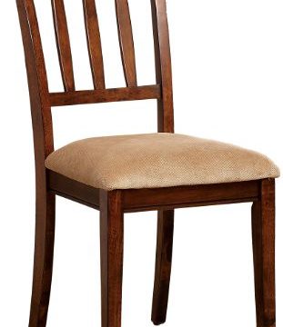 Furniture of America Stoney Upholstered Wooden Side Chair, Brown Cherry, Set of 2