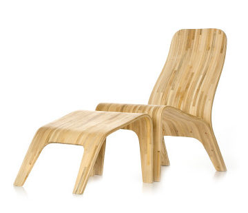 Stylish Bamboo Chair and Foot Rest