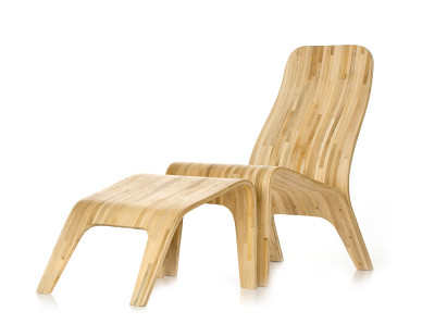 Stylish Bamboo Chair and Foot Rest