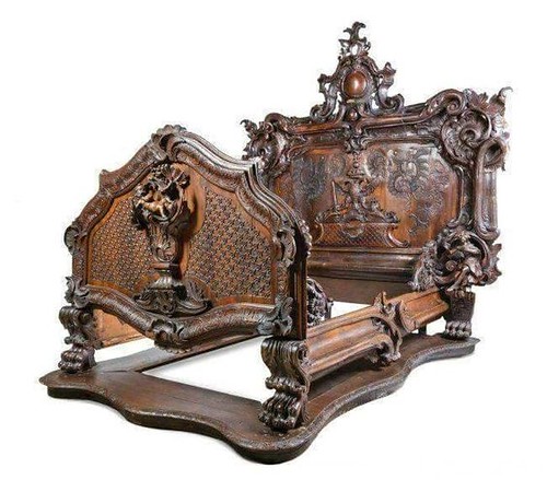 Carved bed frame