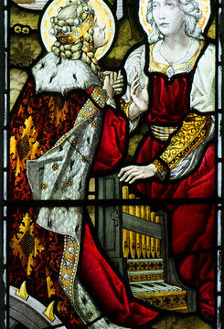 St Catherine and the wife of William Gill as St Cecilia (Ward & Hughes, 1894)