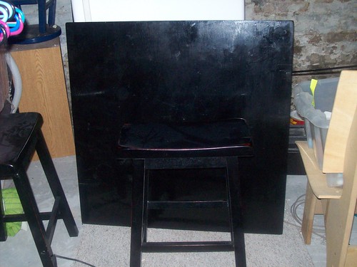 black wooden table with 4 chairs - $150