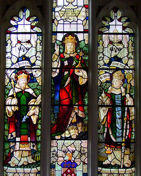 Christ flanked by St Edmund and St Felix (name labels erroneously transposed) by Percy Bacon, 1901