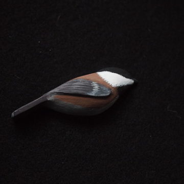 WIP: wooden painted Chestnut-backed Chickadee