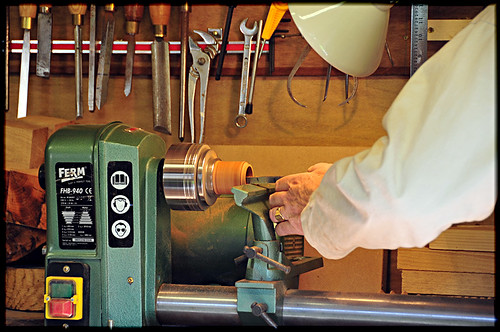 Lathe in action