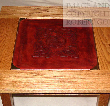 End Table with Tooled Leather Insert