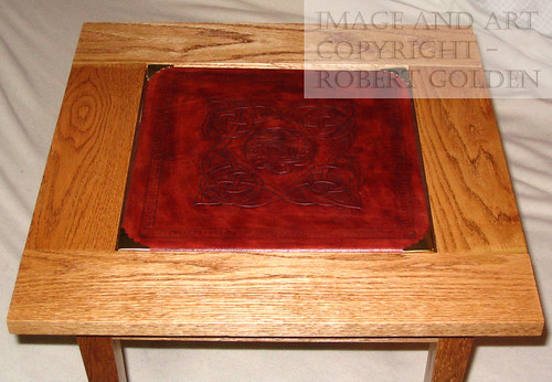 End Table with Tooled Leather Insert