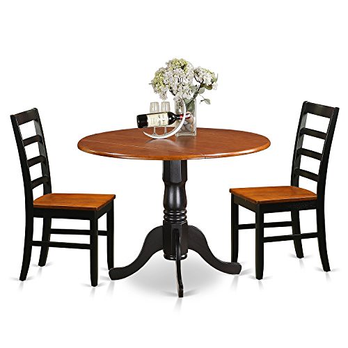 East West Furniture DLPF3-BCH-W 3 Piece Dining Table and 2 Wooden Kitchen Chairs Dublin Set For Sale