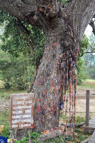 Cambodia.  Phnom Penh. Choeung Ek Genocidal Centre.  The English writing should say: