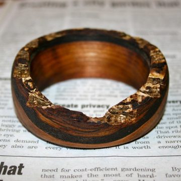 Bark edge walnut bangle