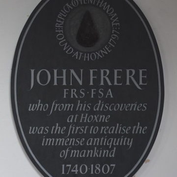 from his discoveries at Hoxne was the first to realise the immense antiquity of mankind