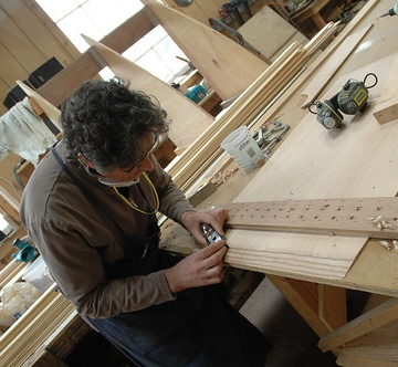 Simon working on a scarf joint PL