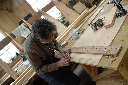 Simon working on a scarf joint PL