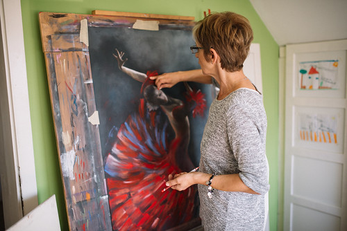 Artist Painting In the home studio