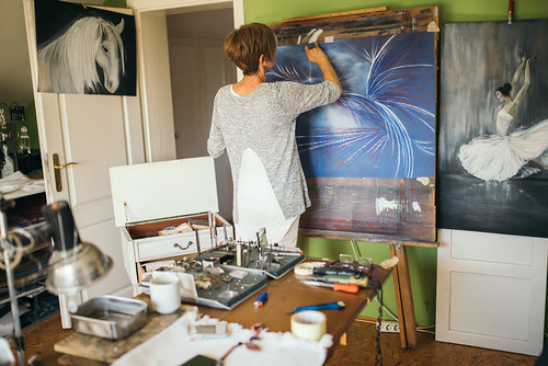 Artist Painting In The Studio