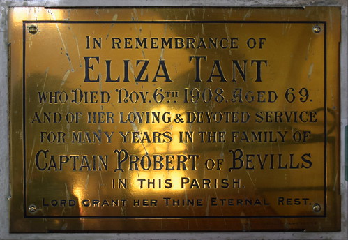 her loving and devoted service for many years in the family of Captain Probert of Bevills