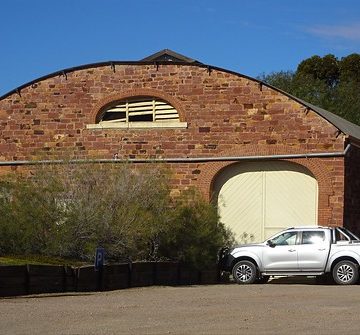 Hawker in the Flinders Ranges. The magnificent stone goods shed at Hawker Railway Station. The Great Northern Railway to Farina reached here in 1880. Shed built around 1885.