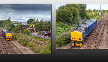 Three Tractors and a Shed at Deepcar & Woodburn Junction - 7045+048