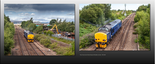 Three Tractors and a Shed at Deepcar & Woodburn Junction - 7045+048