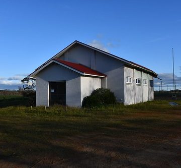 Stokes Bay Community Hall and tennis courts under recovery from the bushfire of 3 January 2020. Kangaroo Island South Australia